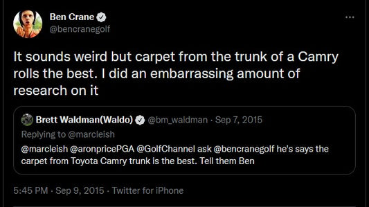 Ben Crane touts Toyota Camry trunk carpet as the best indoor putting surface. Seriously